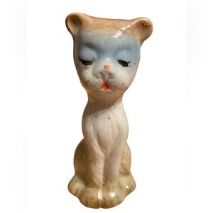 Ceramic Cat Figurine - Blue and Cream